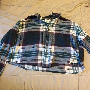 Cropped long sleeve flannel